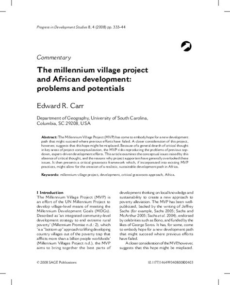(PDF) The Millennium Village Project and African  .